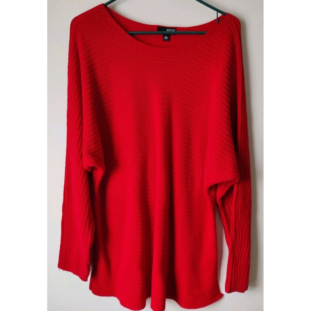A.N.A. A New Approach Red Ribbed Dolman-sleeve Sweater Boat Neck Size XL